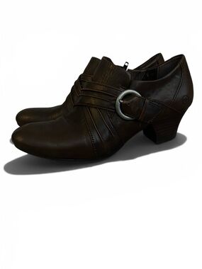 Born Nova Tan Cognac Burnished Ankle Booties Women Size 7.5